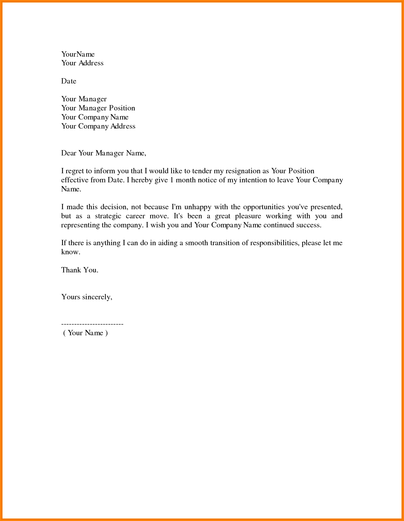 8+ formal resignation letter sample with notice period | receipts 