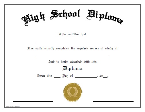 7+ High School Diploma Template Printables!! [FREE]