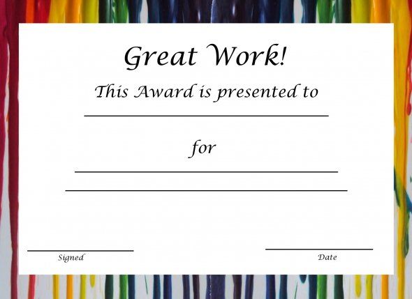 Sports Certificate Art award certificate | CertificateStreet.