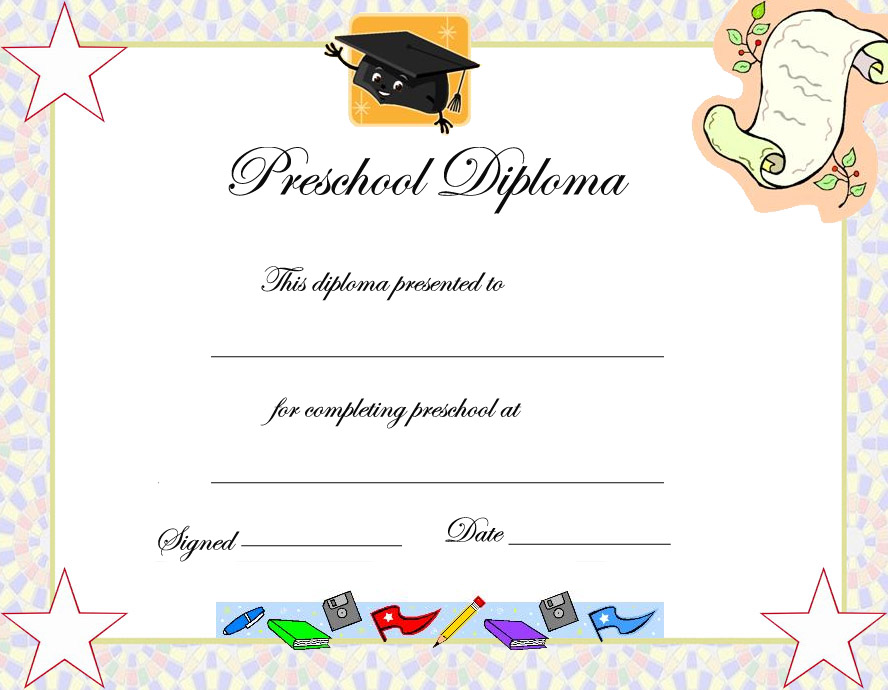 Preschool Diploma Free Printable AllFreePrintable.com