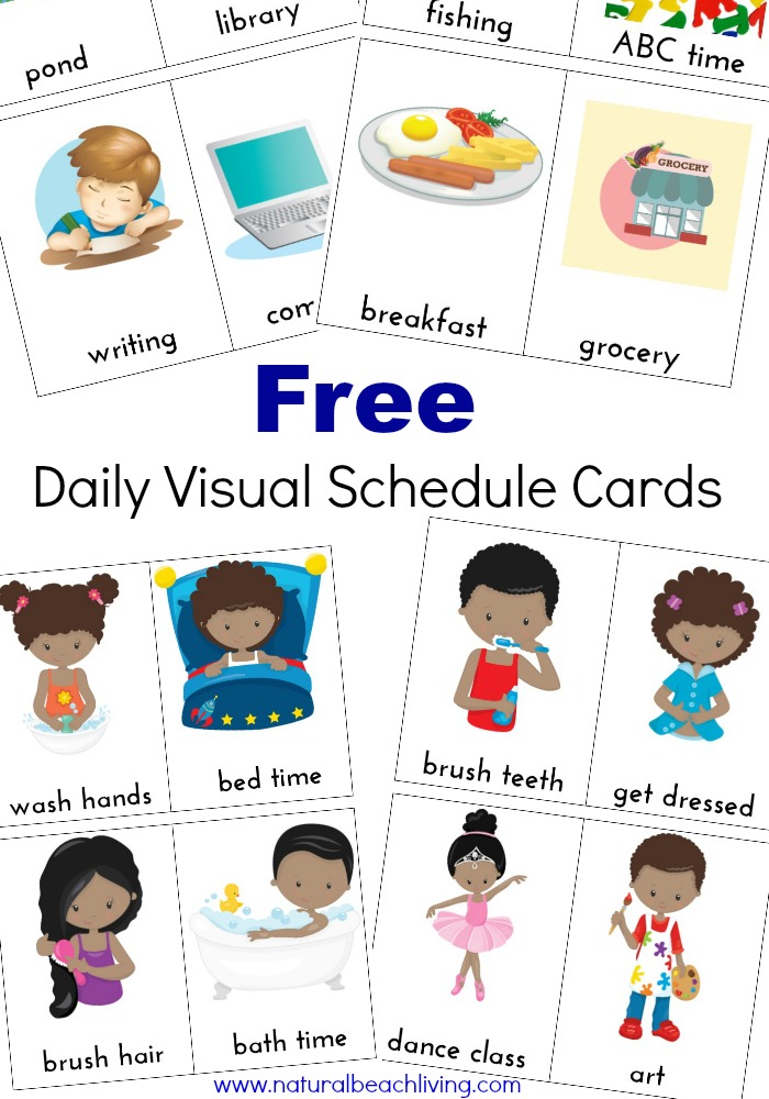 Extra Daily Visual Schedule Cards Free Printables Natural Beach 