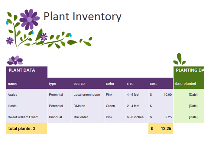 Garden planner Office Templates