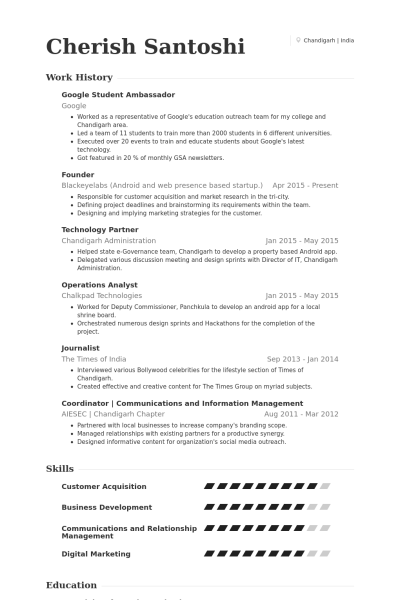 Google Resume samples VisualCV resume samples database