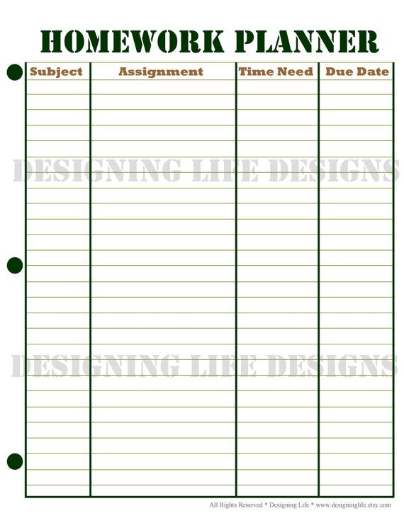 Printable Homework Planner | Homework planner, Homework and Planners