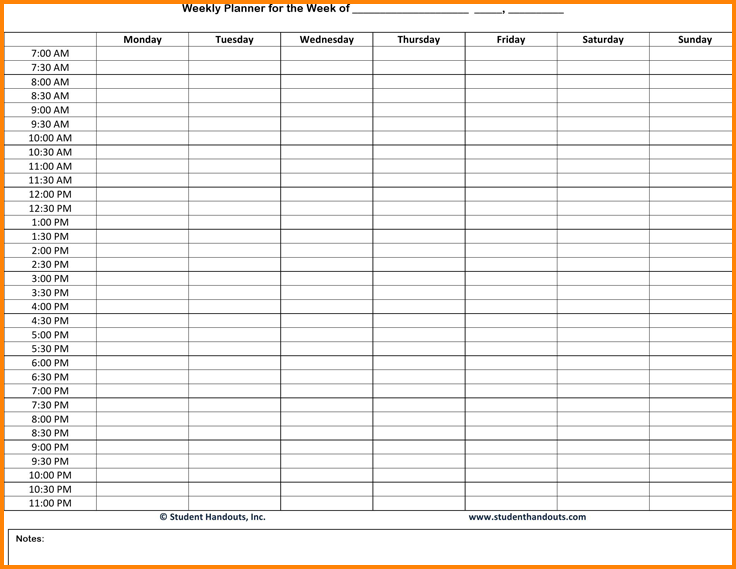 Free Printable Weekly Hourly Planner Pdf