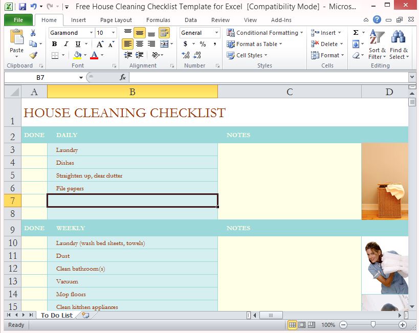 Housekeeping Checklist Format For Office In Excel | xtreme wheelz.com