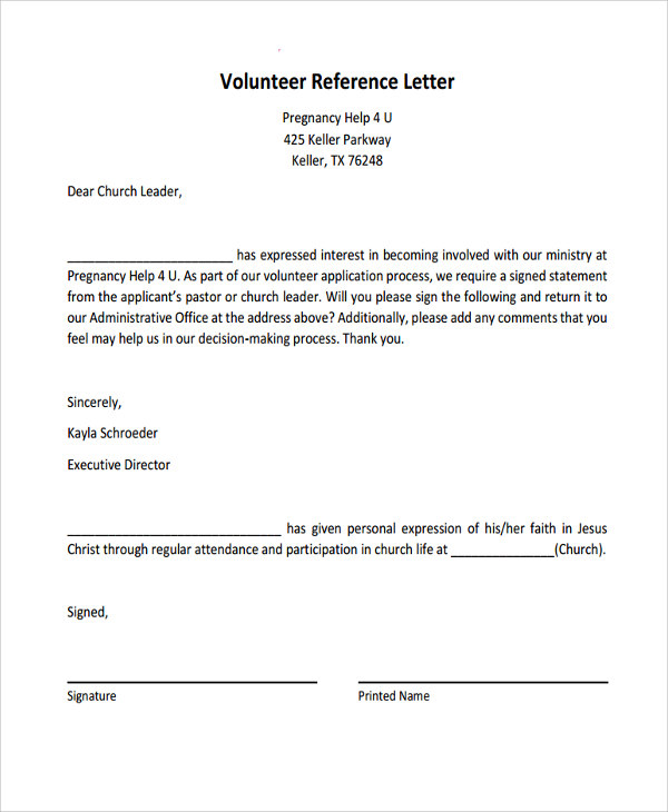 7+ Volunteer Reference Letter Templates 7+ Free Word, PDF Format 