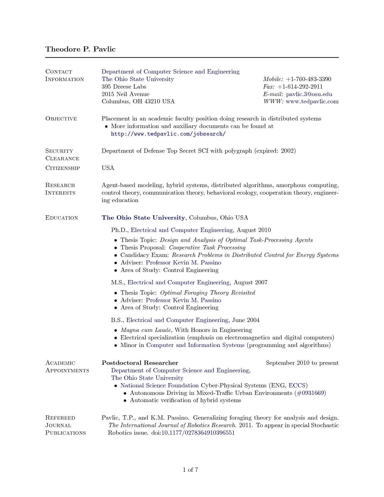 Sample resume in computer engineering