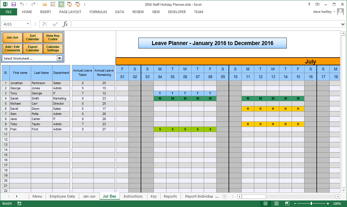 Anual Leave Planner Template: Manage Staff Leave with this Excel 