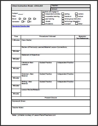 Lesson Plan Template (Full version) | Educação | Pinterest 