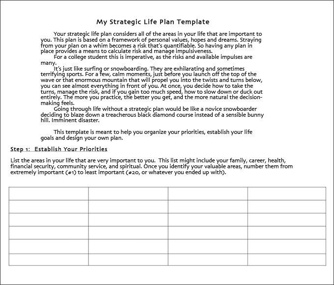 Life Plan Template 4+ Free Word, PDF Documents Download | Free 