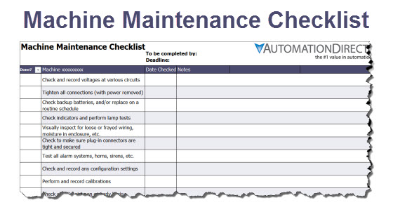 Machine Maintenance Schedule Template | Free Word Templates