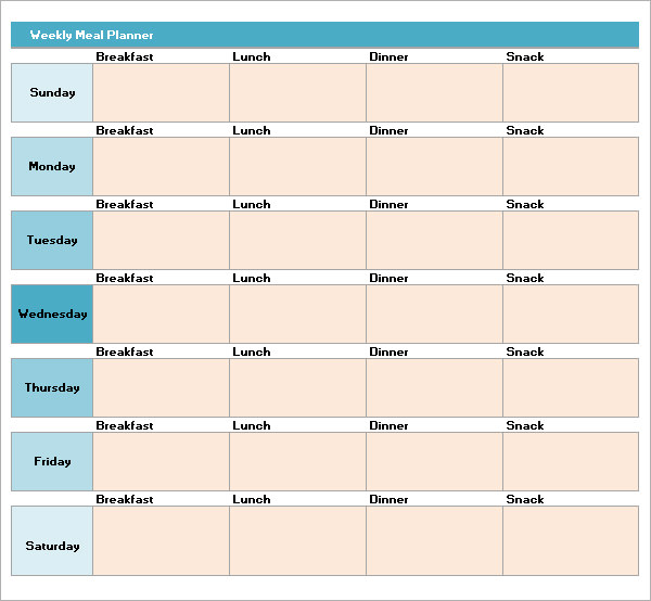 Meal Planner Template Weekly Menu Planner