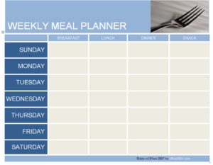 menu planner excel