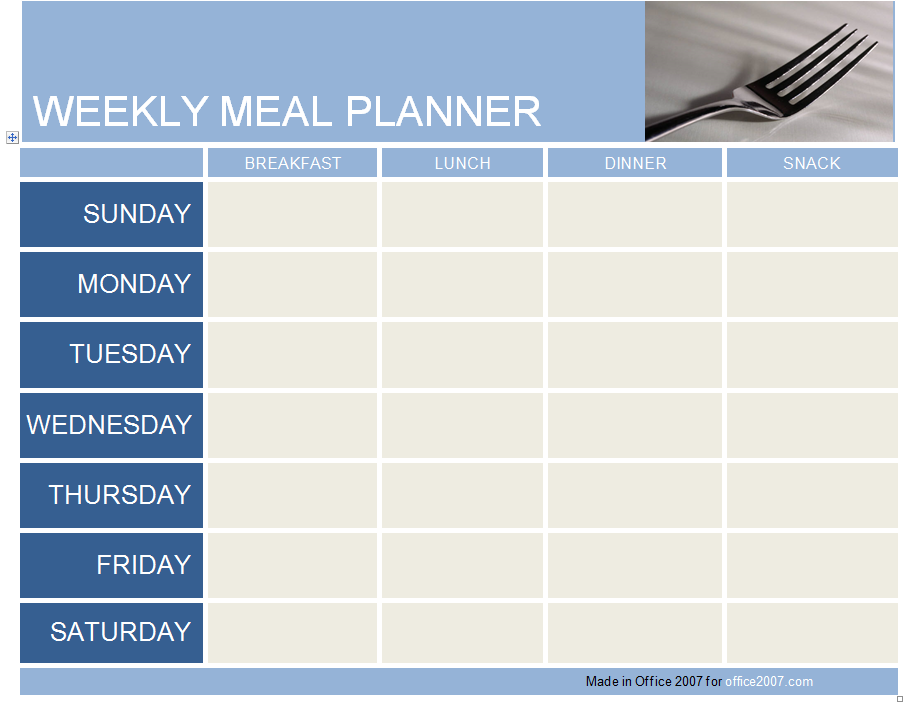 Meal Planner Template Weekly Menu Planner