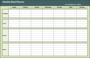 Meal Planner Template Weekly Menu Planner