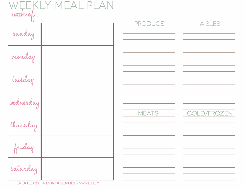 Meal Planning Template | cyberuse