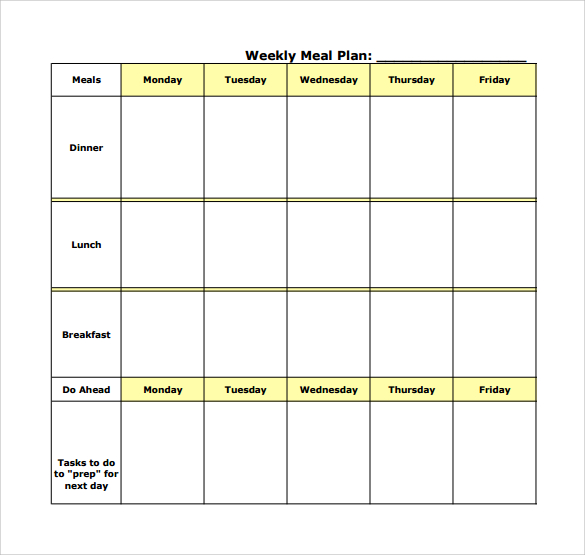 Sample Meal Planning Template 16+Download Free Documents in PDF 