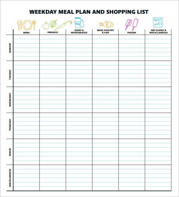 MS Word Weekly Meal/Diet Planner
