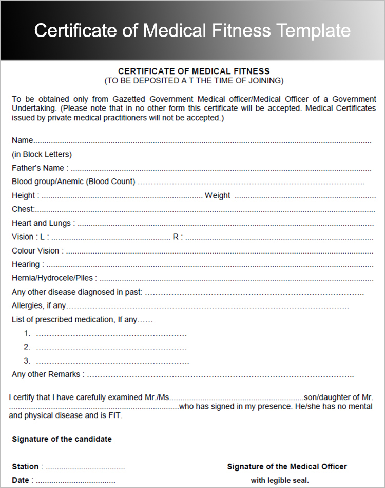 6 Fitness Certificate Templates Certificate Templates