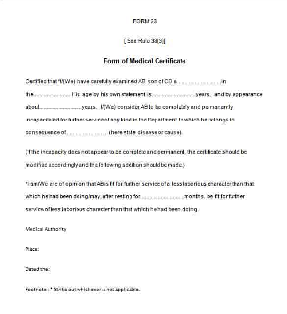 Medical Certificate Template 20+ Free Word, PDF Documents 