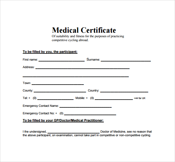 Medical Certificate Template 20+ Free Word, PDF Documents 