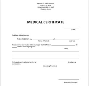 medical certificate example for sick leave