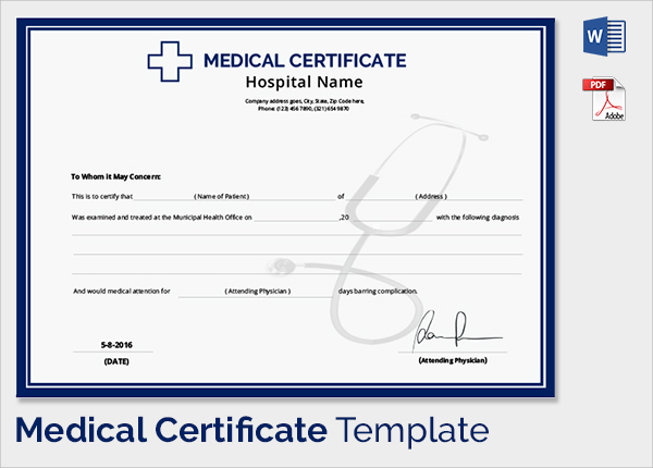 Medical Certificate Template 20+ Free Word, PDF Documents 