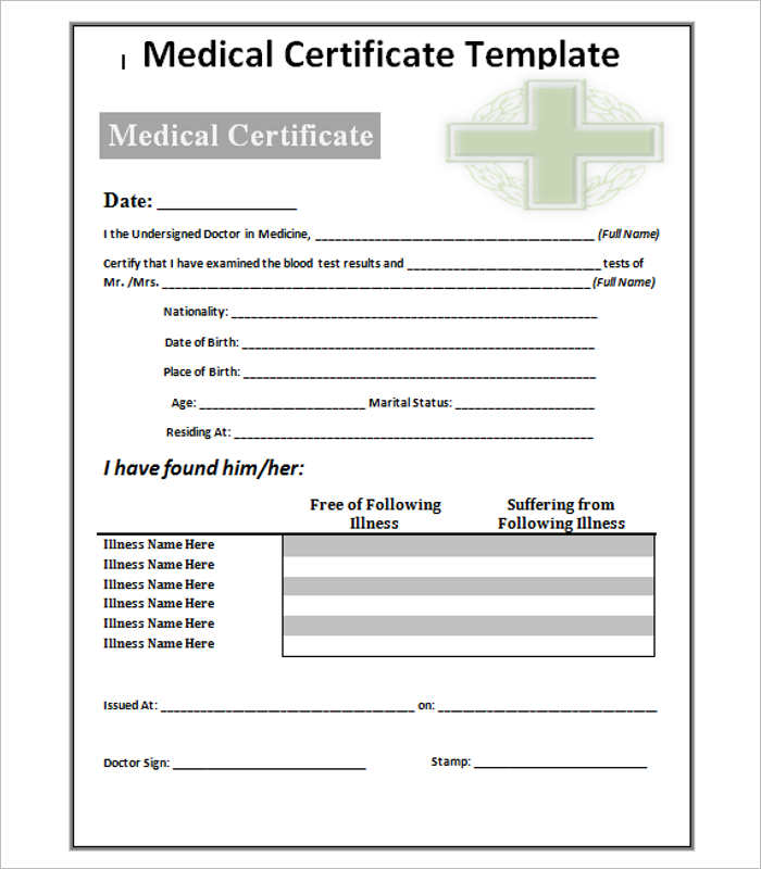 Medical Certificate Template Free Word, PDF Documents | Creative 