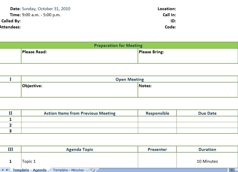 Sample Meeting Agenda Template | Business Meeting Agenda