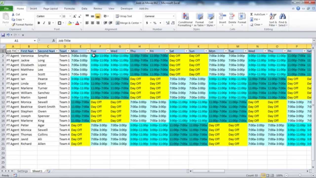 Creating your Employee Schedule in Excel YouTube