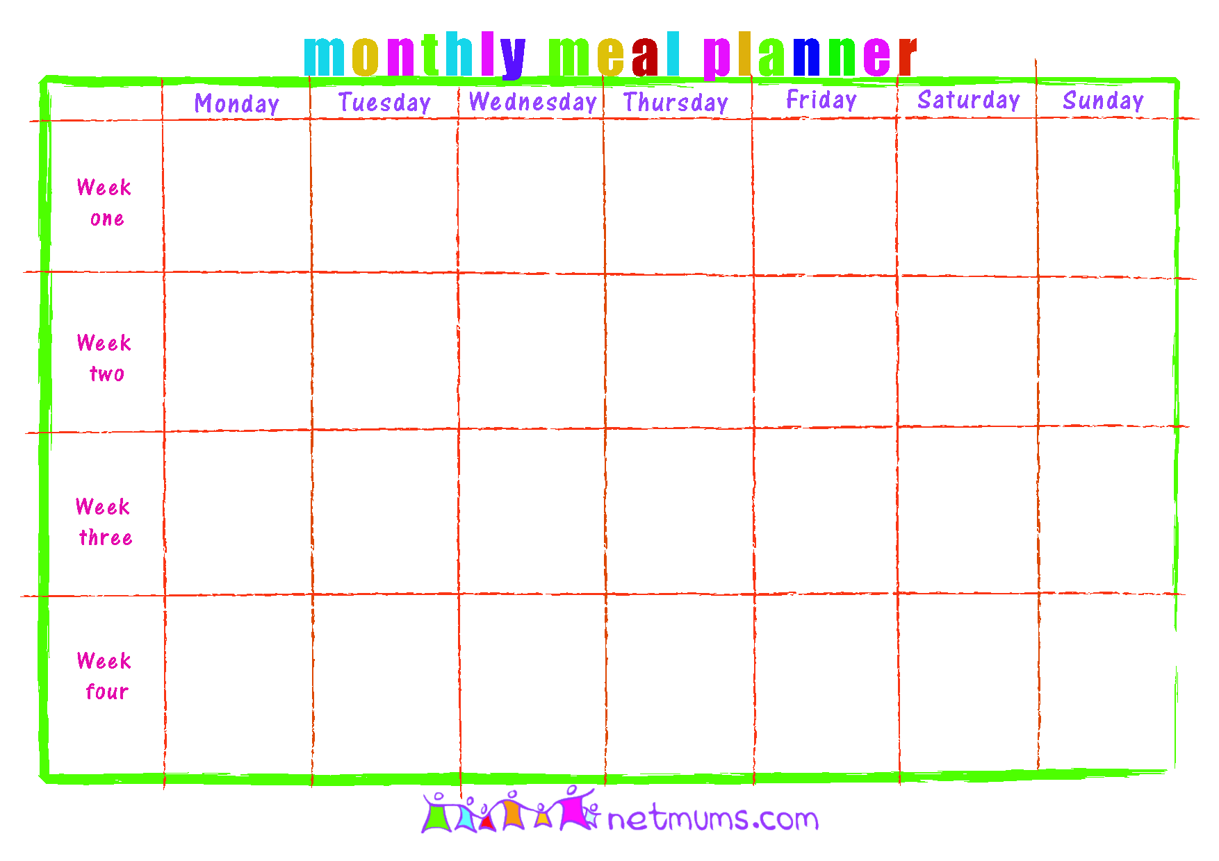 Monthly Menu Plan Printable Picklebums