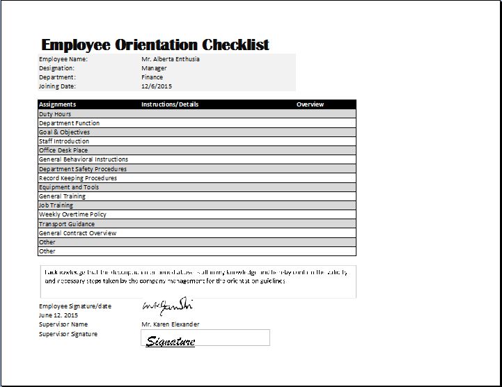 Employee Orientation Checklist Template | Word & Excel Templates