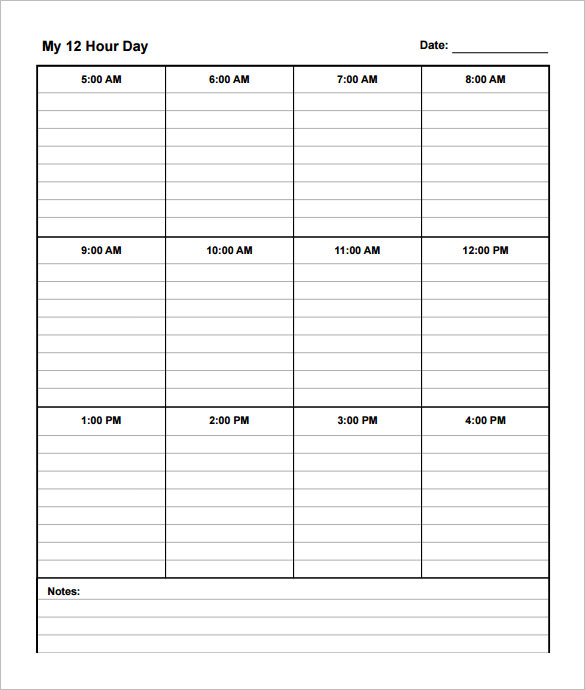 12 Hour Nursing Schedule Template from www.plannertemplatefree.com