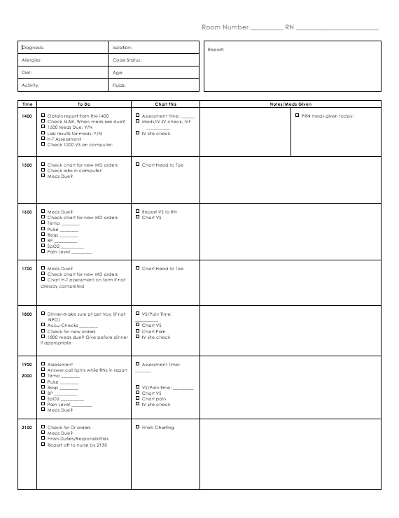 7+ Nursing Shift Report Template | Expense Report