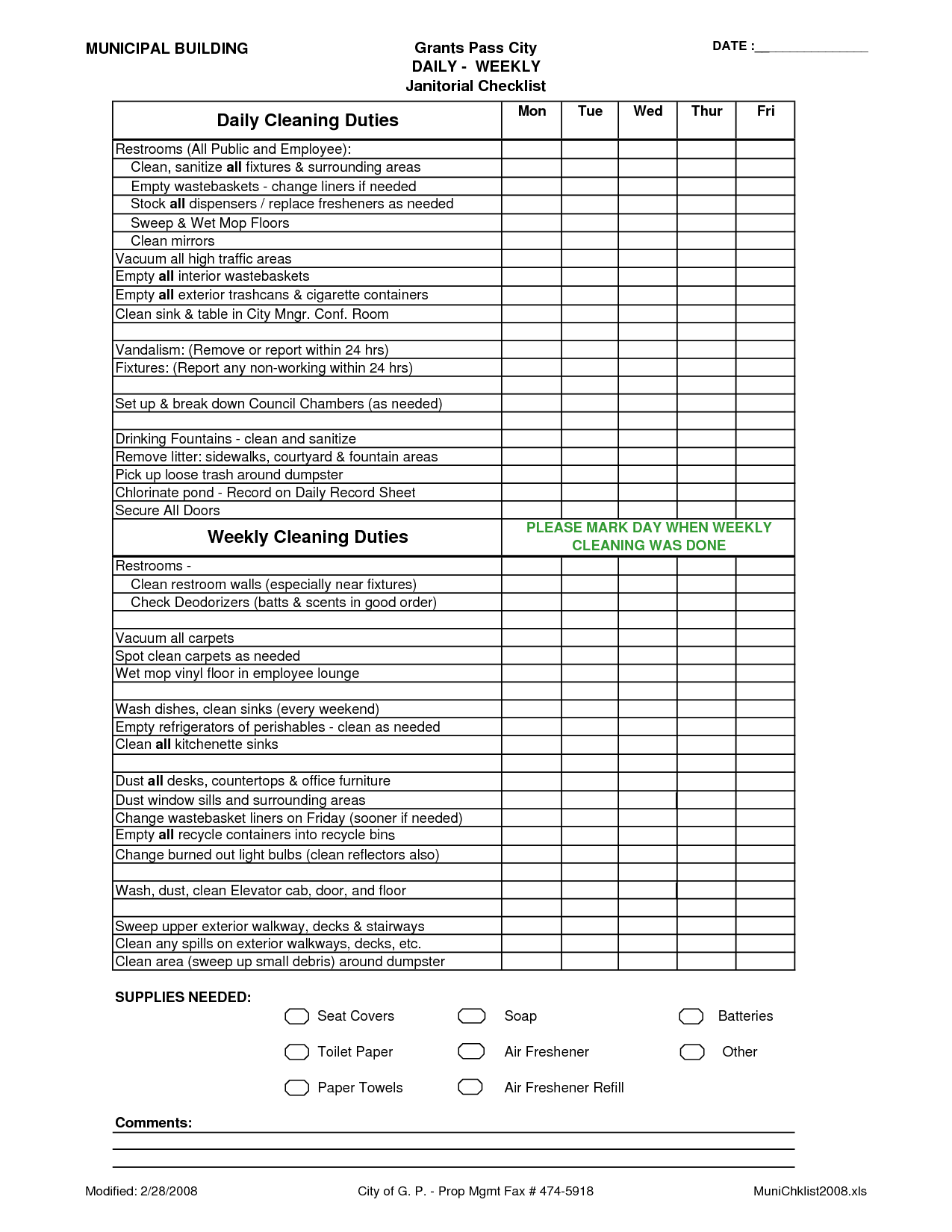 Cleaning Schedule Template | cyberuse