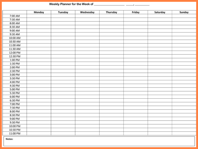 free online weekly planner template