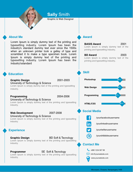 Diamond Image Resume Template for Pages | Free iWork Templates