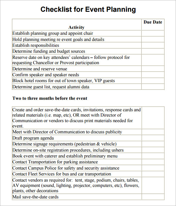 Party Checklist for Event Planning