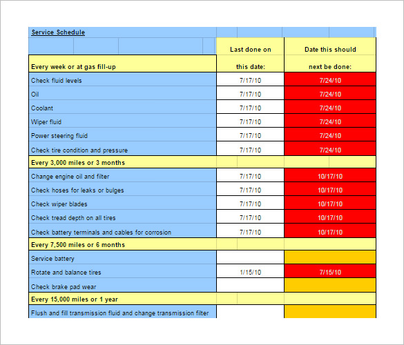 Maintenance Schedule Template – 20+ Free Word, Excel, PDF Format 