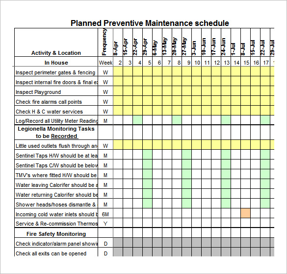 Preventive Maintenance Schedule Template 30+ Free Word, Excel 