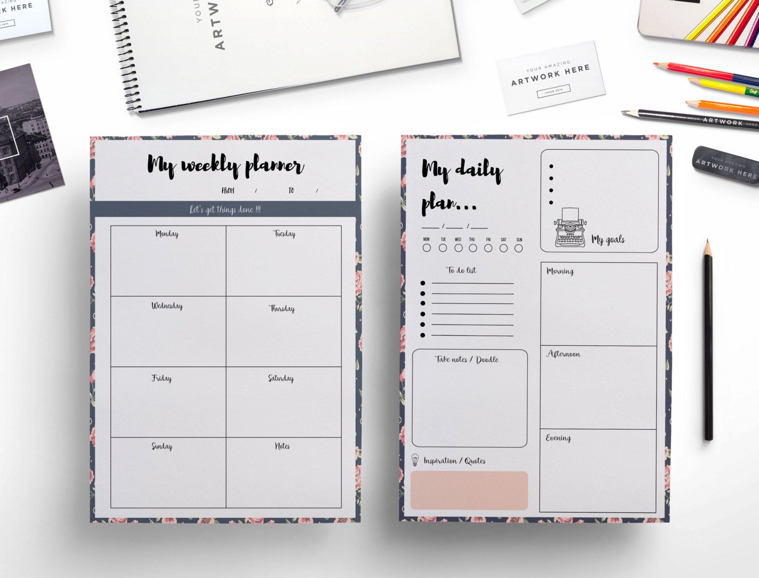 Floral weekly planner daily planner elegant design /