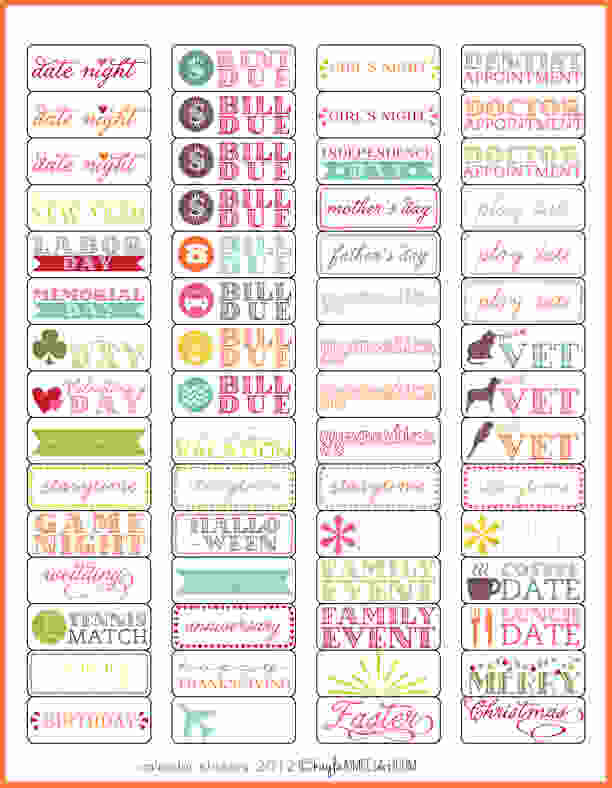 Planner Stickers Template.calendar Stickers 1 Preview. Sales 