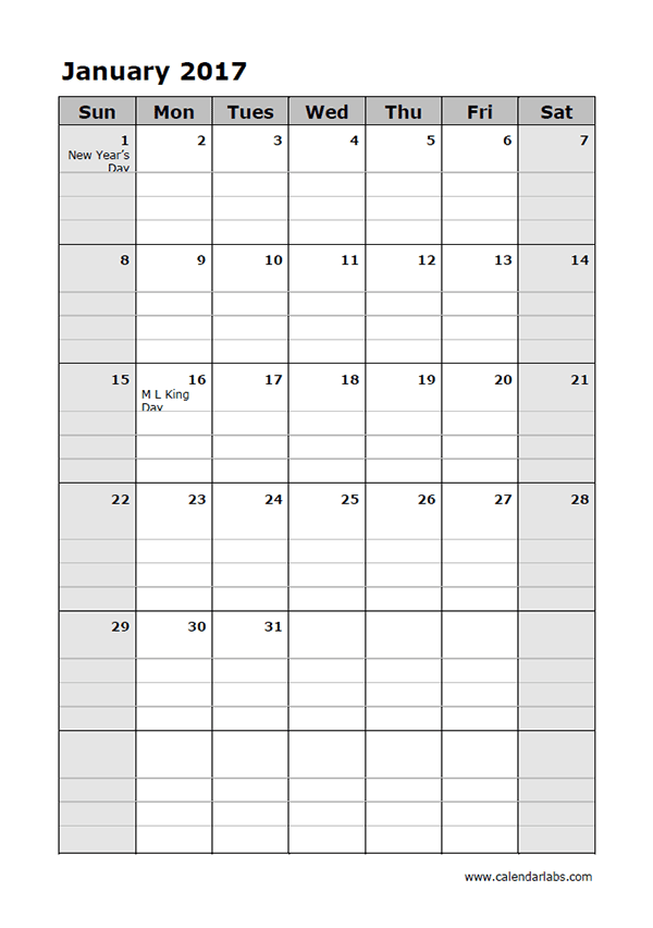 2017 Calendar Download 17 free printable Excel templates (.xls)