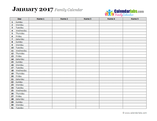 2017 Calendar Download 17 free printable Excel templates (.xls)