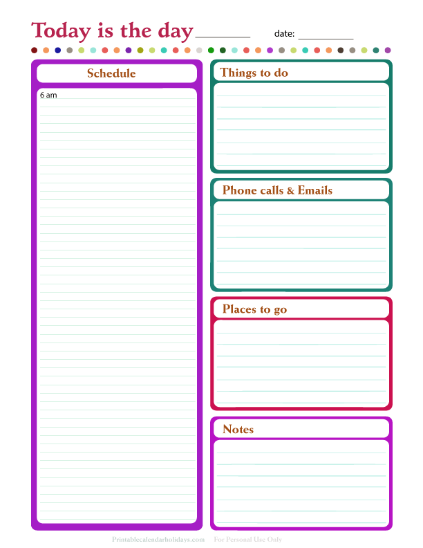 2017 Daily Planner Template Free Printable Templates