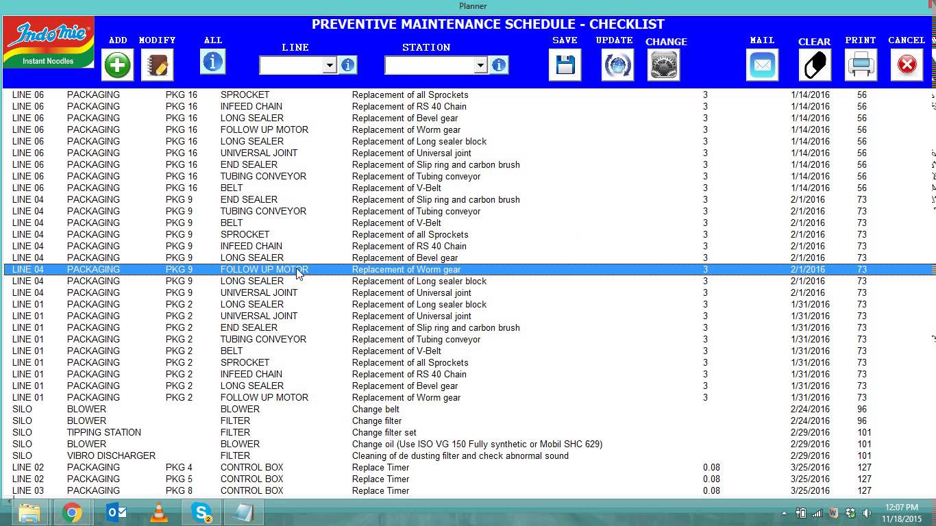 1. Preventive Maintenance Schedule UI module using Excel Vba YouTube