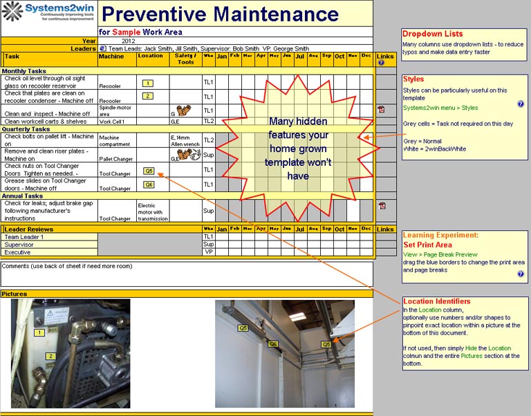 Preventive Maintenance Checklist Maintenance Schedule template