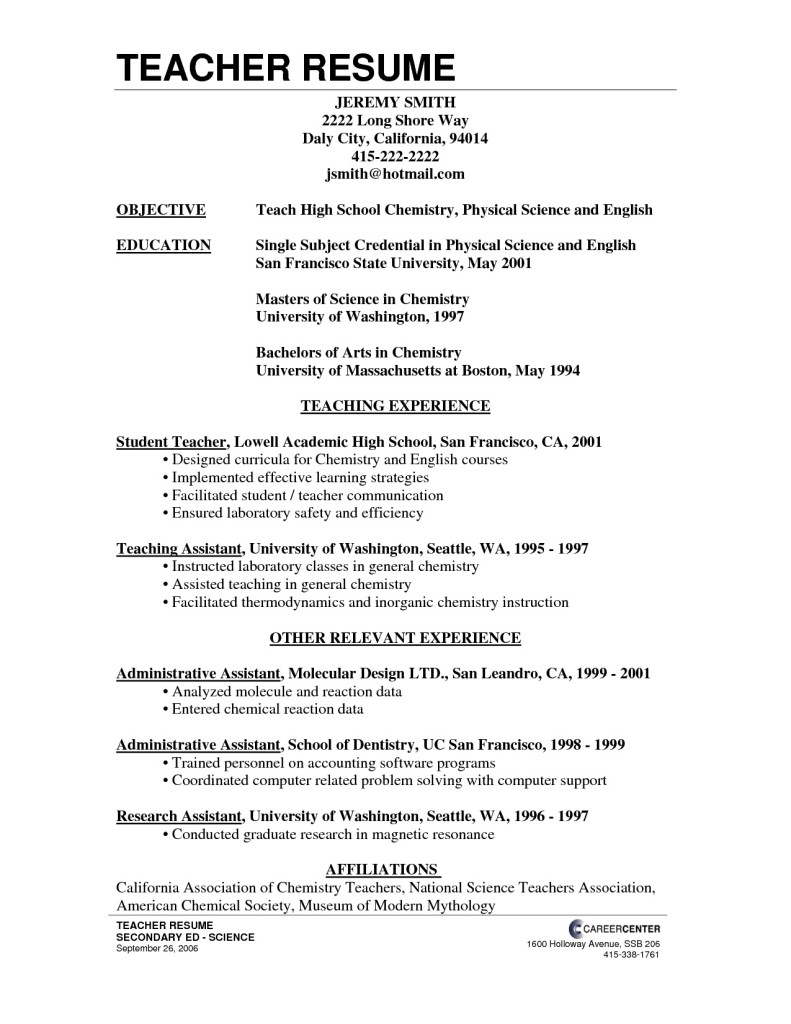 Primary School Teacher Cv Sample – planner template free