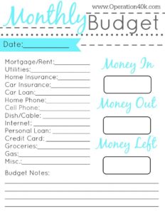 budget planner template printable